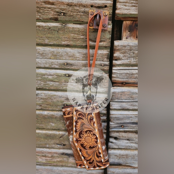 Western Handtooled Leather And Cowhide Wallet NWOT - Picture 3 of 4